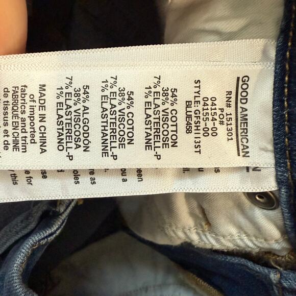 Good American Women's Jeans Good Flare Split Hem Blue Denim NEW 2 Distressed - Picture 8 of 8